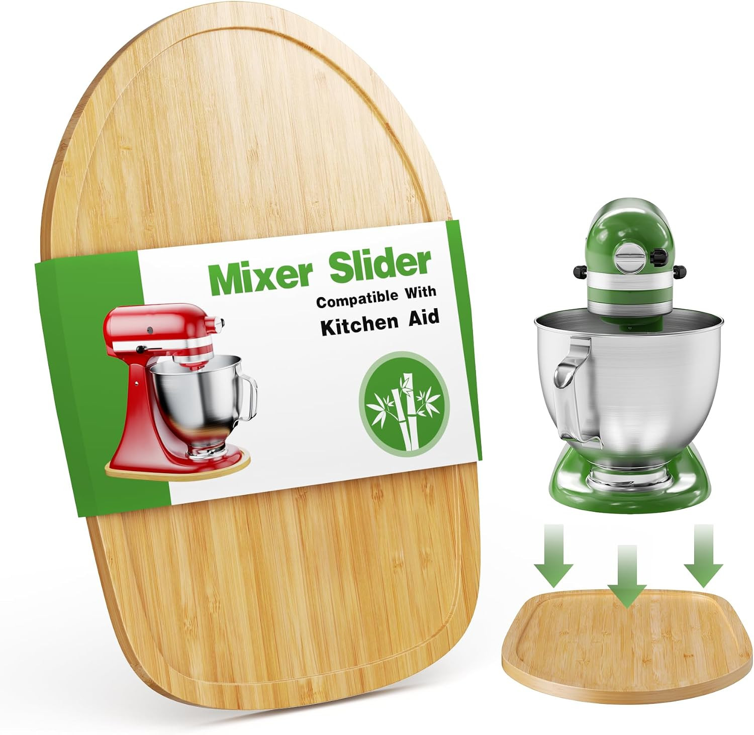 Food-Grade Bamboo Mixer Slider for KitchenAid 4.5-5 Qt Tilt Head Stand Mixer, Appliance Sliding Mat for Kitchenaid Artisan, Kitchen Countertop Storage Accessories Mixer Moving Tray Attachments | Amazon (US)