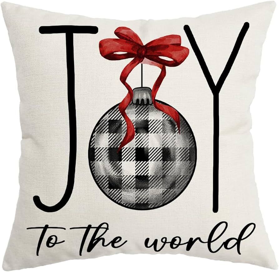 AACORS Christmas Pillow Cover 18X18 Inch Buffalo Christmasball Joy to The World Decoration Holida... | Amazon (US)