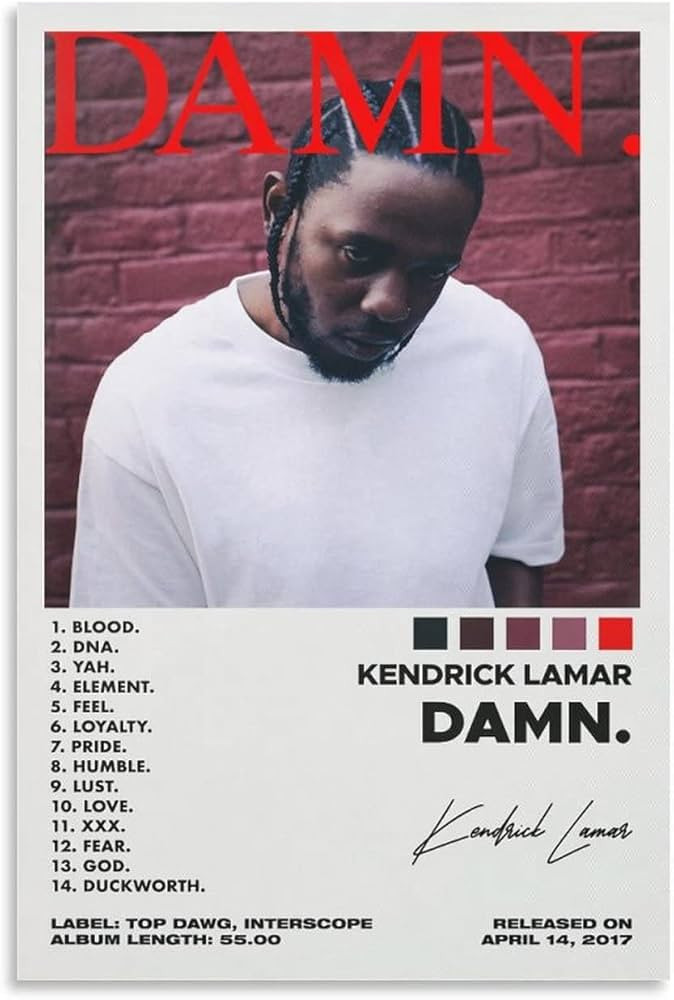 OFITIN Kendrick Poster Lamar - Damn Poster Album Cover Poster for Room Aesthetic Poster Decorativ... | Amazon (US)