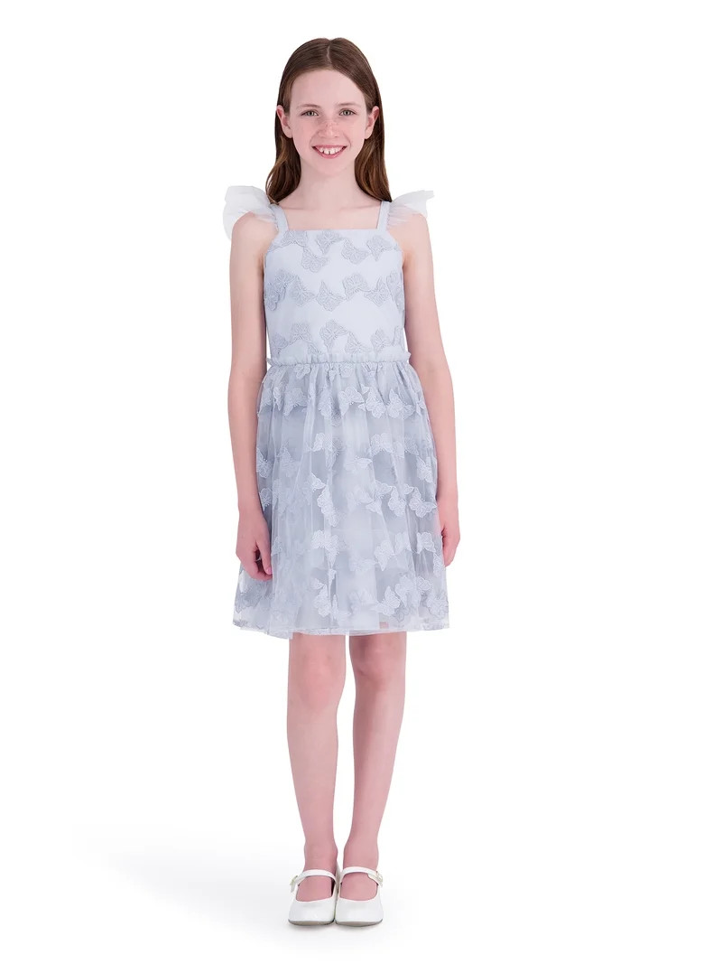 Kensie Girl Sleeveless Emb Butterfly Dress with Tiered Skirt, Sizes 4-16 | Walmart (US)