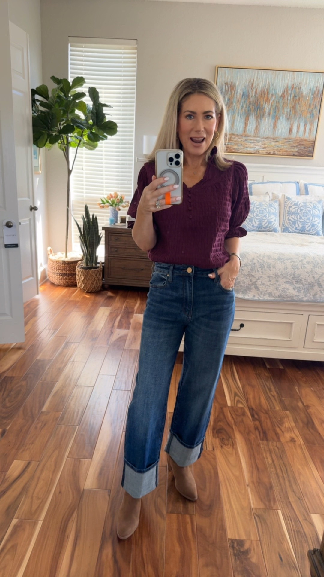 Wearing the top in size XS and jeans in size 0. Use code GOLD15 to save 15%!

#falloutfit #jeans #elbowlengthsleeves #shopavara #avaraista #smallbusiness 

#LTKOver40 #LTKFindsUnder100 #LTKVideo