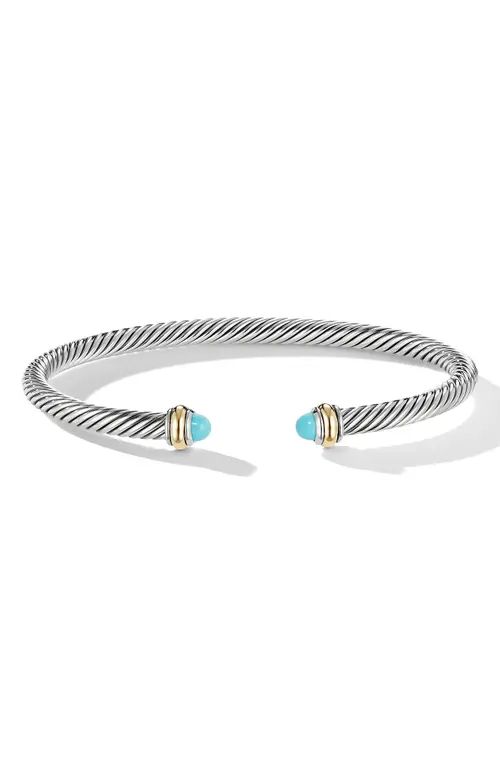 David Yurman 4mm Cable Classic Bracelet with 18K Gold & Semiprecious Stones in Turquoise at Nordstro | Nordstrom