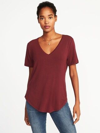 Luxe Curved-Hem V-Neck Tee for Women | Old Navy US
