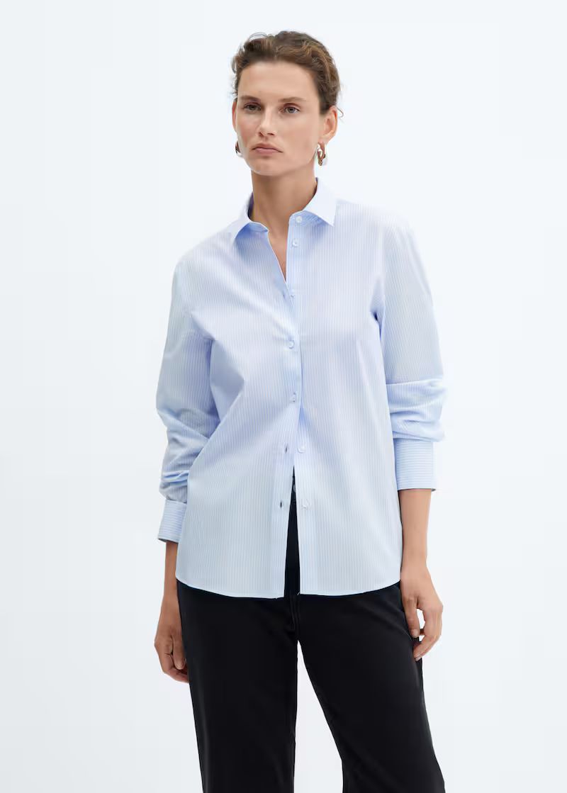 Oversized lyocell shirt -  Women | Mango USA | MANGO (US)