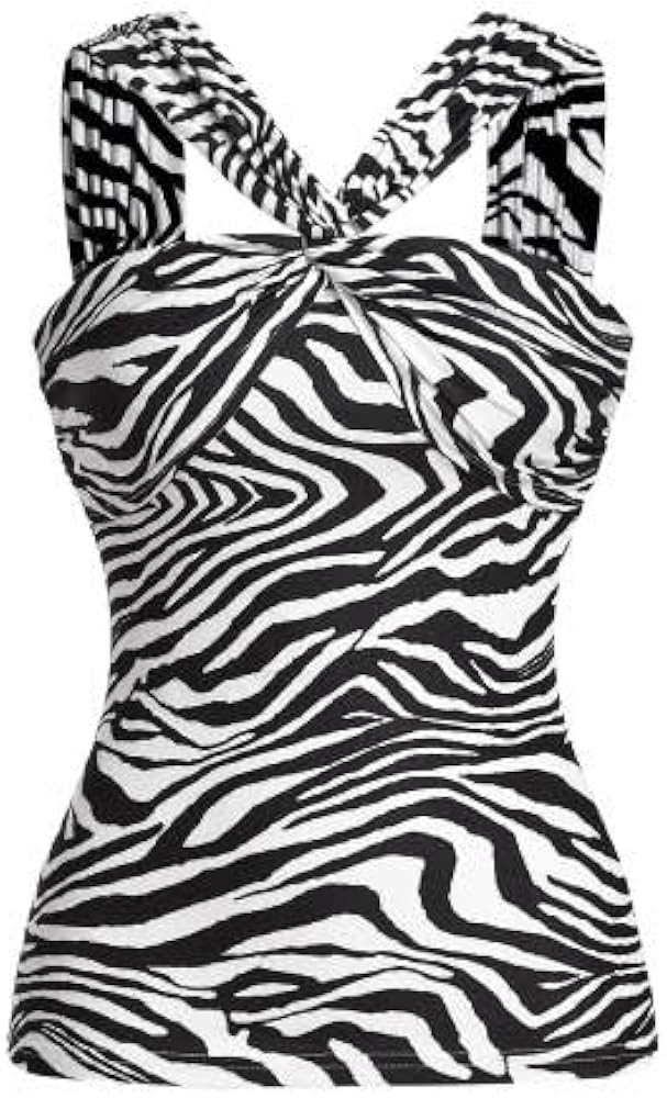 WDIRARA Women's Zebra Print Sleeveless Ruched Halter Top Sexy Slim Fit Tank Top Clubwear | Amazon (US)