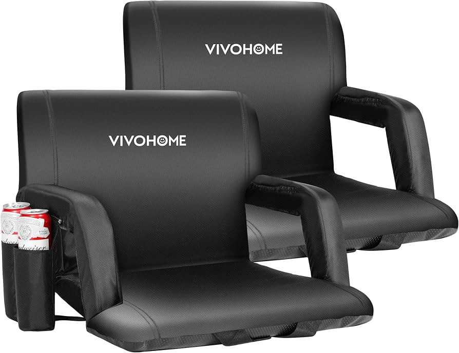 VIVOHOME Wide Reclining Stadium Seats with Back Support and Cushion, 2 Pack Portable Padded Bleac... | Amazon (US)