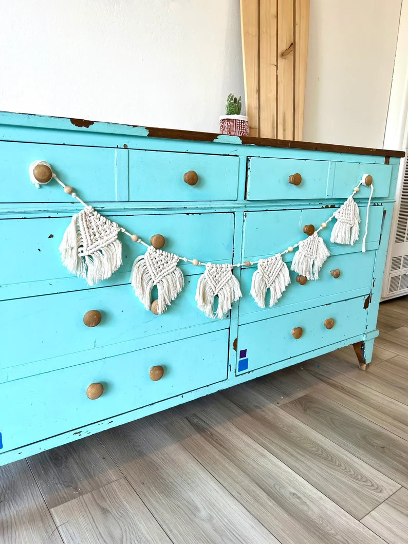 Macrame Garland | Boho Home Decor | Gender Neutral Nursery Bunting | Colorful Flags Decoration | ... | Etsy (US)