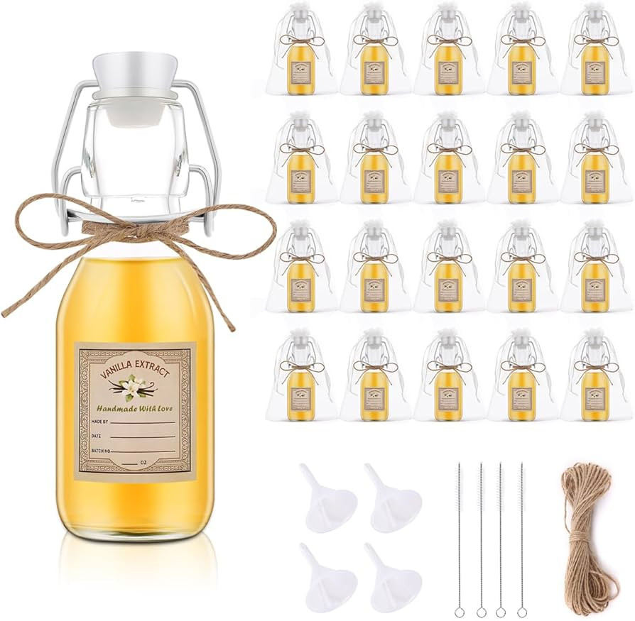 20Pcs 4 oz Swing Top Glass Bottles for Vanilla Extract Homemade,Flip Top Glass Bottles for Glass ... | Amazon (US)