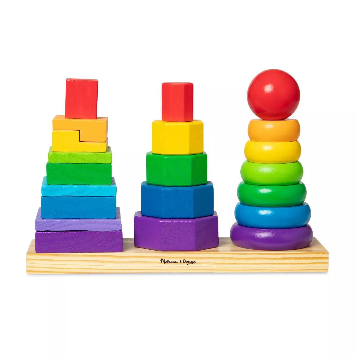 Melissa & Doug Geometric Stacker - Wooden Educational Toy | Target