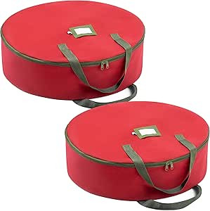 ZOBER Christmas Wreath Storage Container - 30 Inch Wreath Bag for Artificial Wreaths - Dual Zippe... | Amazon (US)