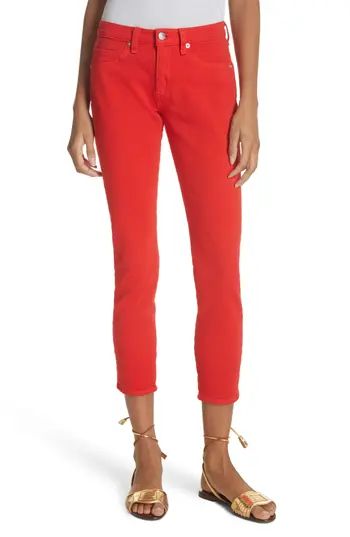 Women's Veronica Beard Brook Crop Skinny Jeans, Size 24 - Red | Nordstrom