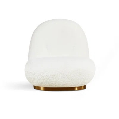 Leif White Plush Glam Lounge Chair With Gold Base Sofa | Wayfair North America