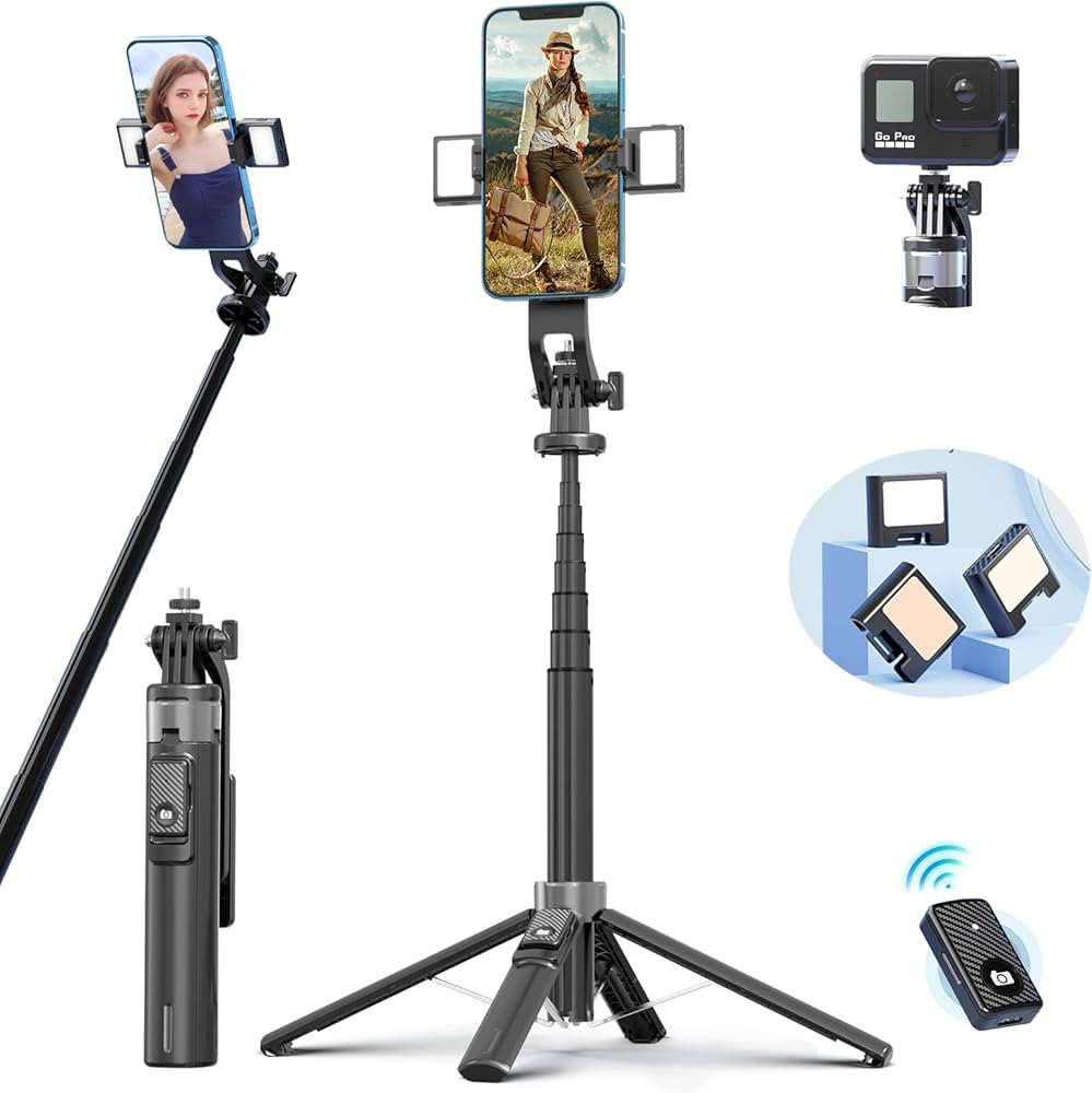 Selfie Stick Tripod for iPhone Stand for Video Recording,53 Inch Selfie Light for iPhone with Lig... | Amazon (US)