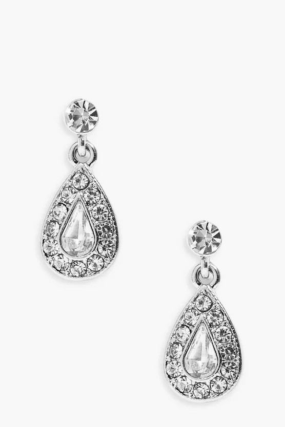 Diamante Tear Drop Earrings | boohoo | Boohoo.com (US & CA)