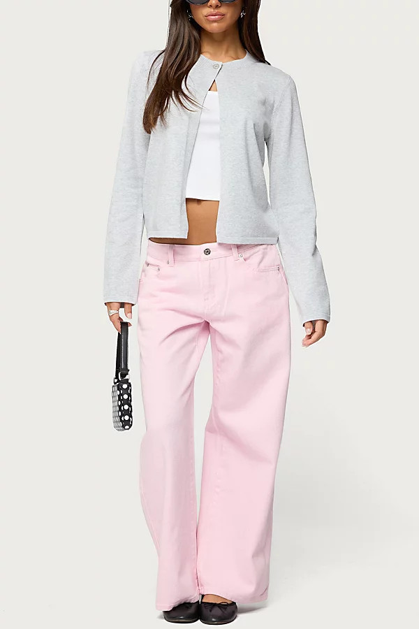 Edikted Petite Roman Low Rise Slouchy Jean in Pink, Women's at Urban Outfitters | Urban Outfitters (US and RoW)