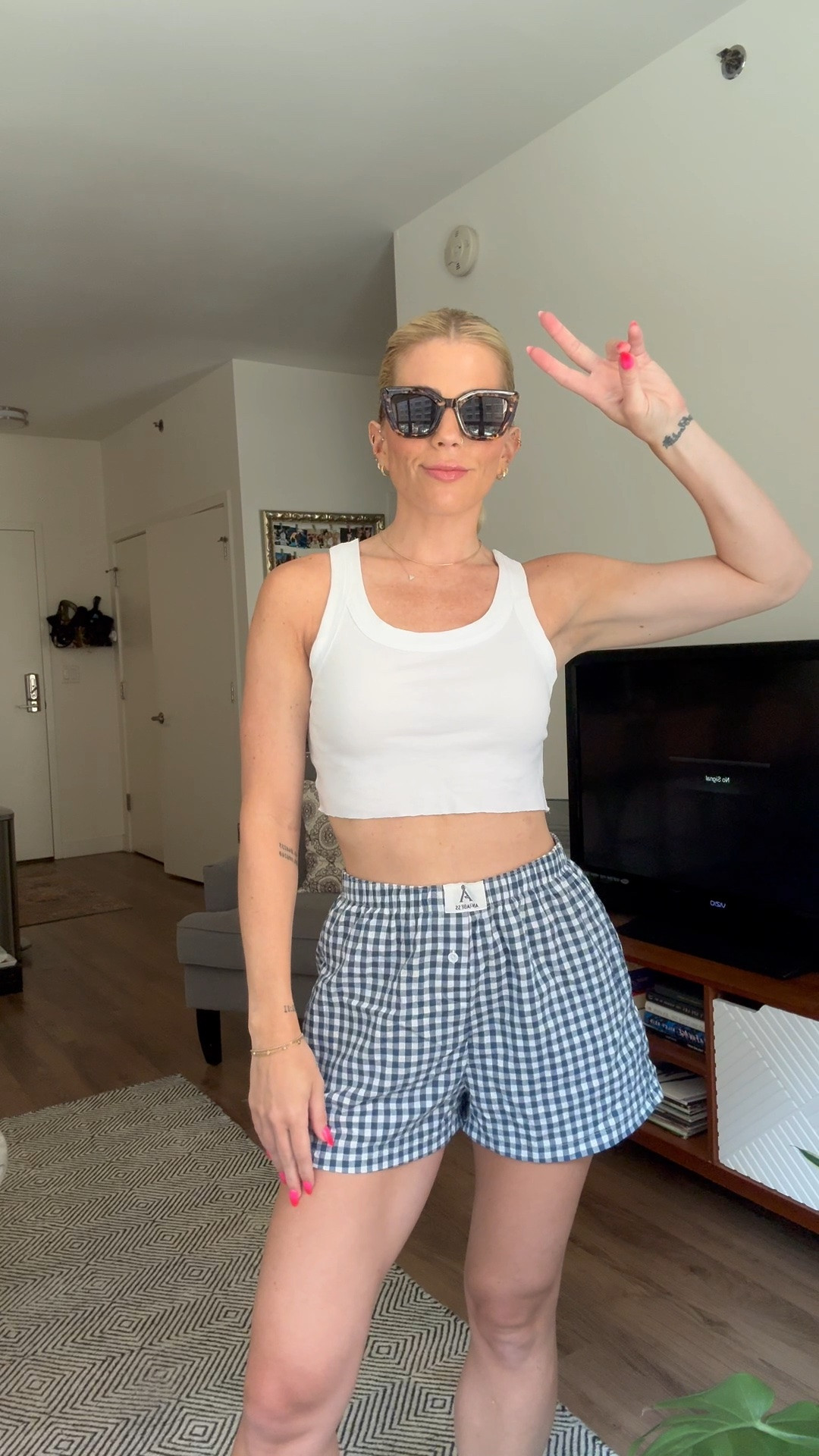 Casual outfit. Crop top with boxers. Perfect for Fourth of July!

#LTKootd