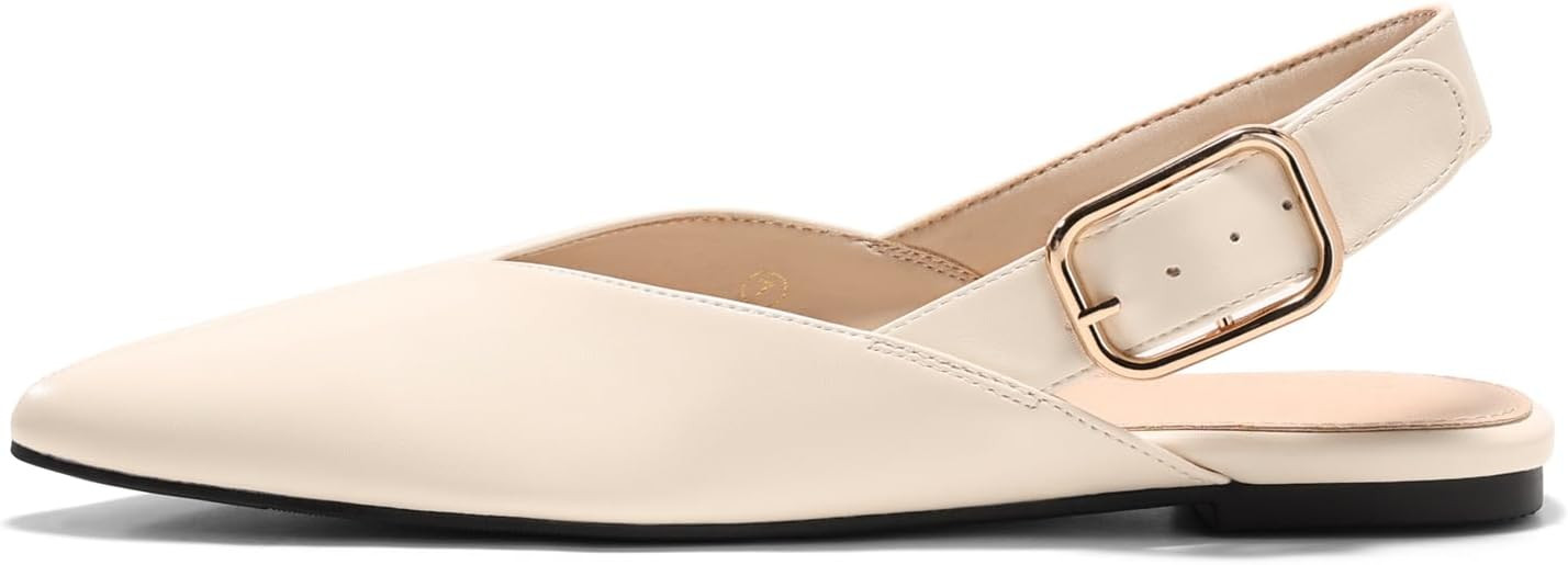 Coutgo Womens Flat Mules Closed Pointed Toe Slingback Slip On Flats Work Office Dress Sandal Shoes | Amazon (US)