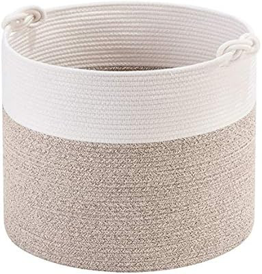 MINTWOOD Design 15" x 14.2" Woven Cotton Rope Storage Basket, Stuffed Toy Basket & Bin, Baby Laun... | Amazon (US)