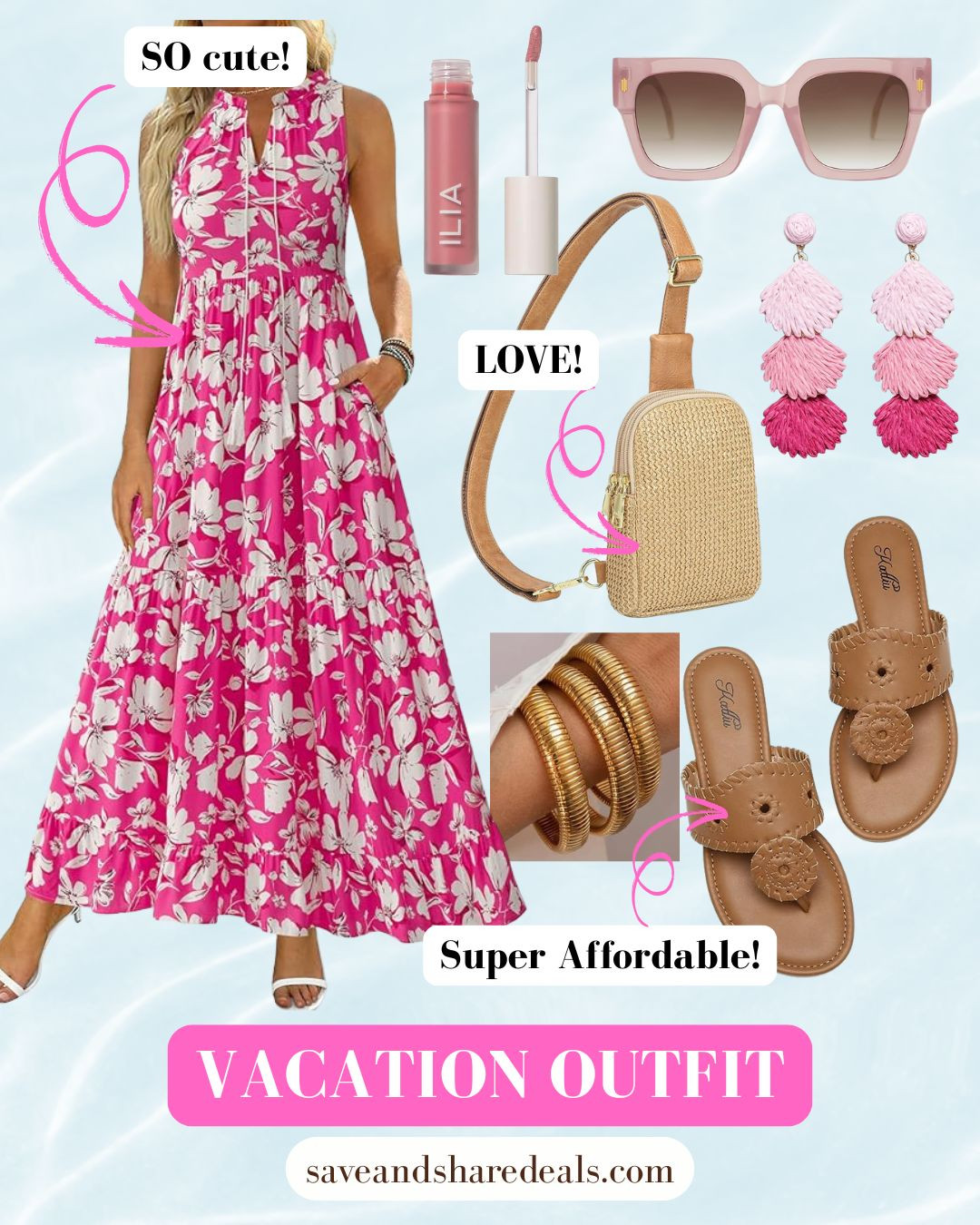 Vacation outfit Dress Resort Wear Cruise Bright Pink Hot Pink Amazon Fashion 

 