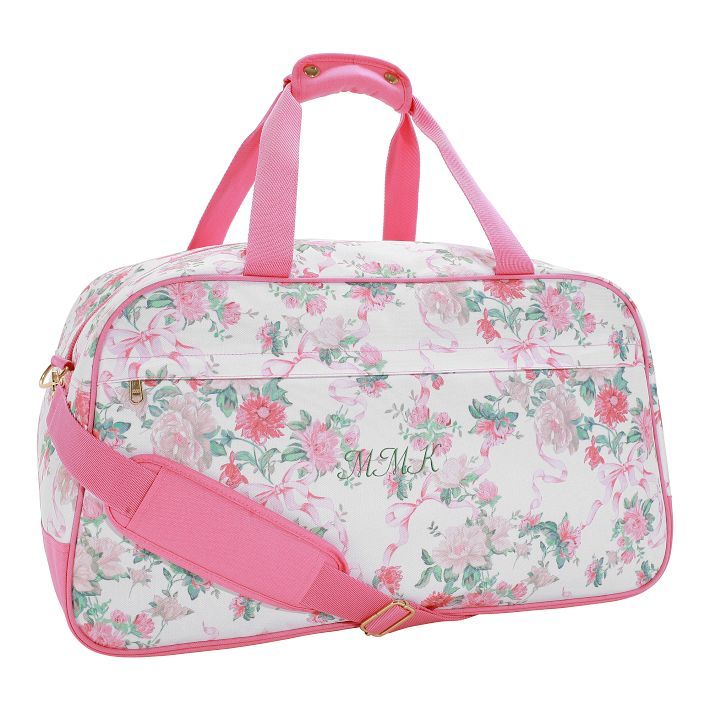 LoveShackFancy Jet-Set Pink Floral Ribbon Duffle Bag | Pottery Barn Teen