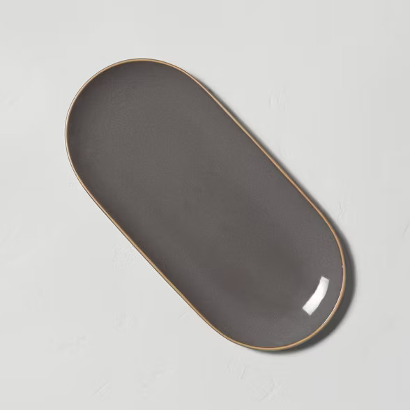 Stoneware Exposed Rim Oblong Serve Tray Gray - Hearth & Hand™ with Magnolia | Target