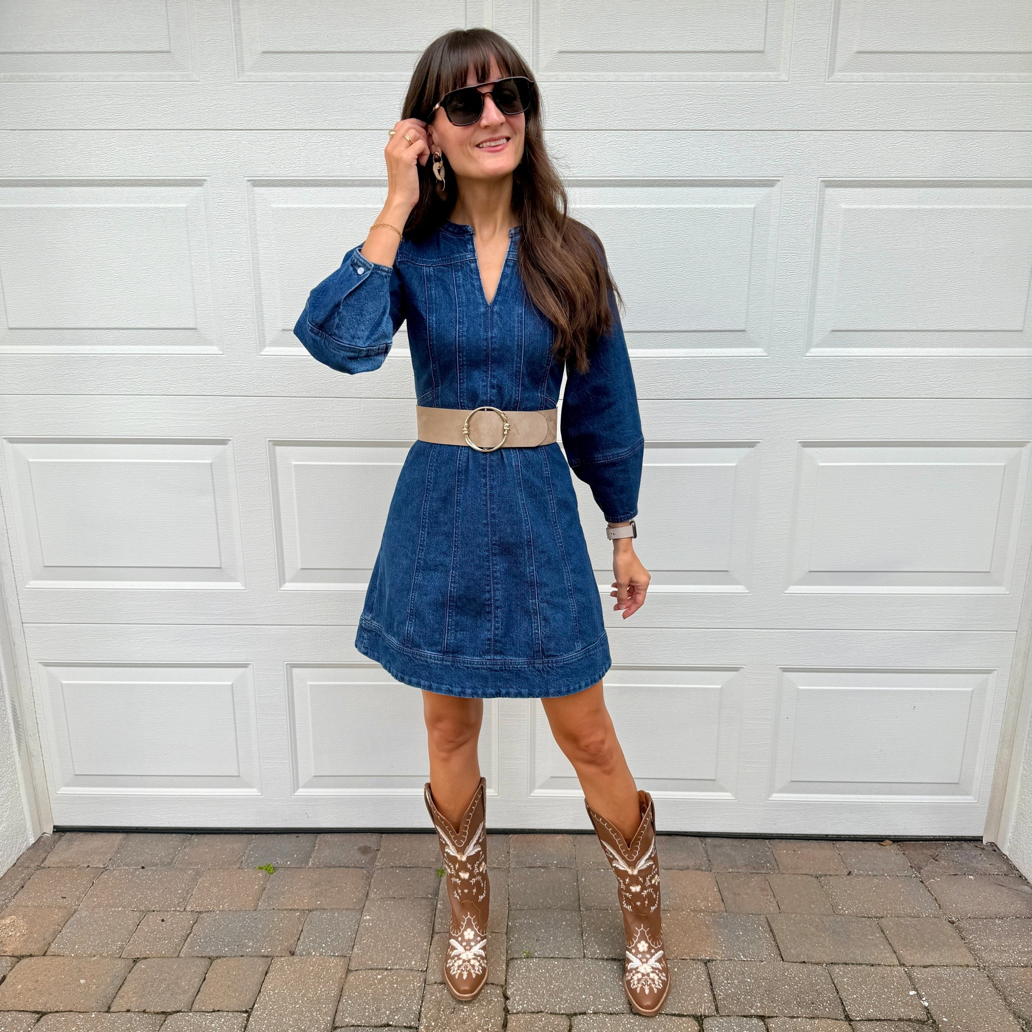 Sized down in the dress. Wearing a 00 petite in the dress. Sized up a half size in the boots. Dress is on sale for 50% off!

#LTKSaleAlert #LTKOver40 #LTKFindsUnder100