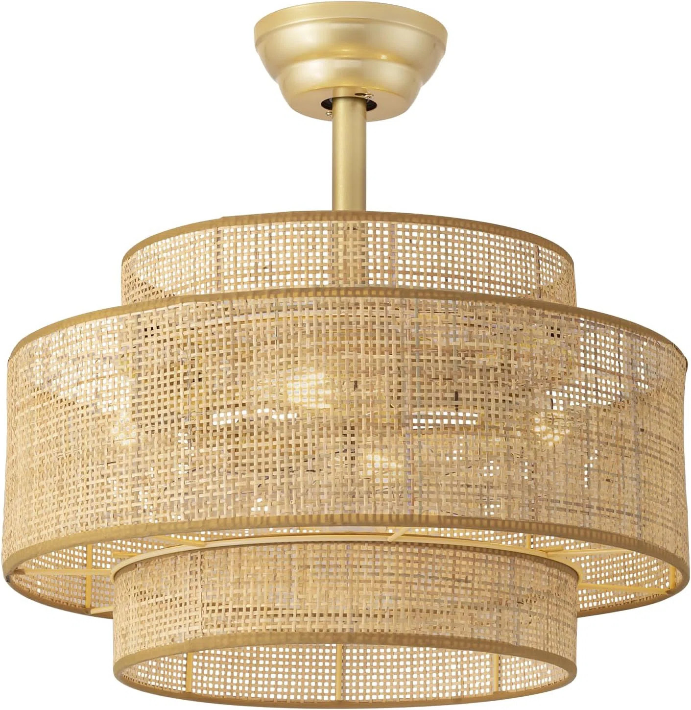 Bay Isle Home™ Boho Fandelier Ceiling Fan with Light Rattan Chandelier Fan Remote Gold Caged Ceiling Fan with Light for Bedroom, Living Room Nursery Foyer Kitchen(6 Speed, Timing Adjustable Height) | Wayfair | Wayfair North America