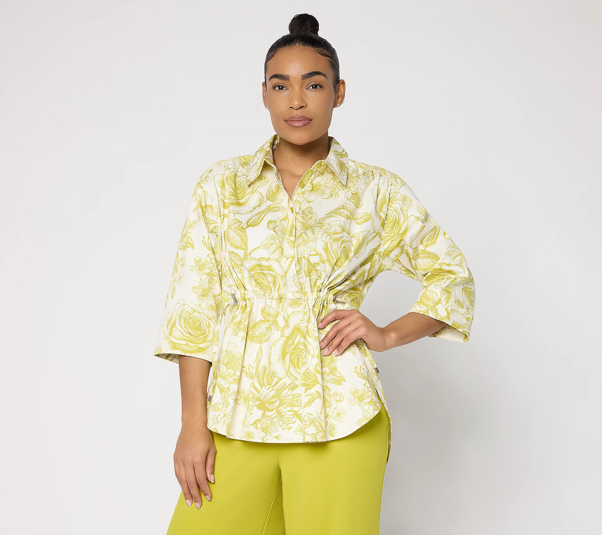 Carla Rockmore Collection Regular Cinch Waist 3/4 Slv Shirt | QVC