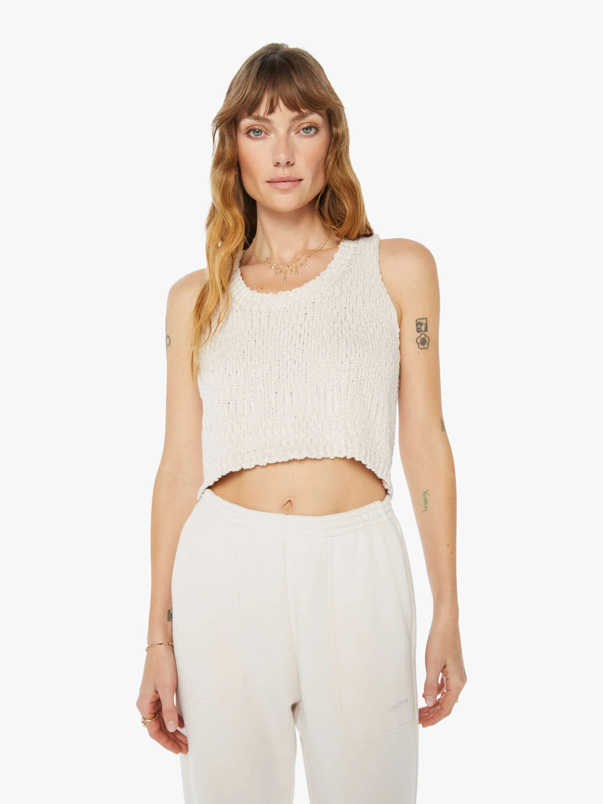 SABLYN BAY CROPPED KNIT TANK LUNAR | Mother Denim