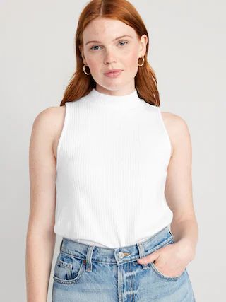 Fitted Sleeveless Mock-Neck Top for Women | Old Navy (US)