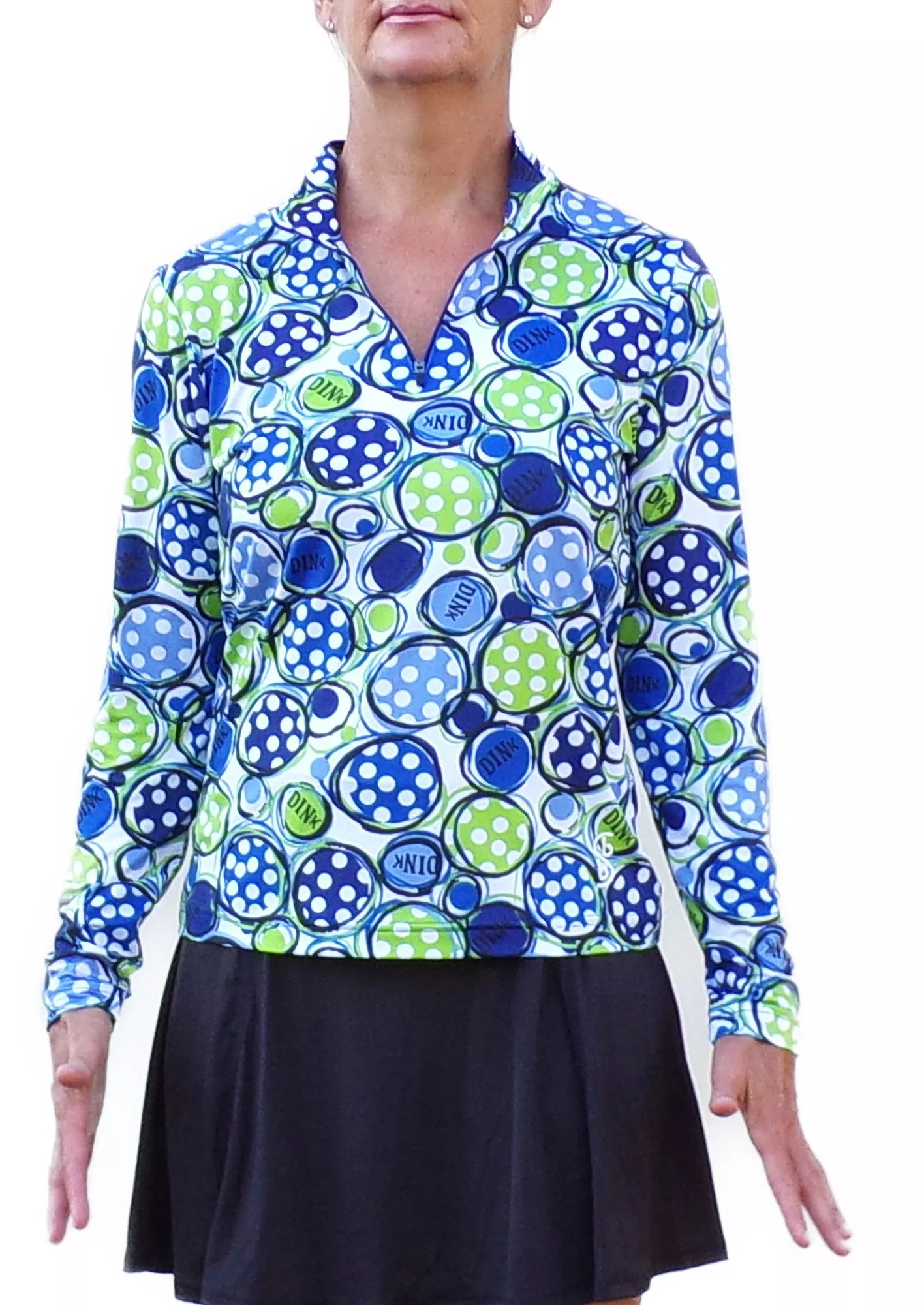 Pickleball Bella Women's Bella Sports Dink 1 1/4 Zip Pullover, Medium, Green/Blue - Holiday | Golf Galaxy