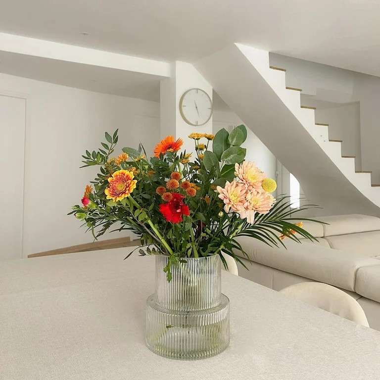 YANWE1 Clear Glass Vase, Ribbed Vase, Fluted Glass Vase, Flower Vase, Modern Vase for Centerpiece... | Walmart (US)