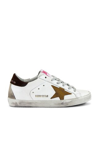 Golden Goose Superstar Sneaker in White, Brown & Khaki from Revolve.com | Revolve Clothing (Global)