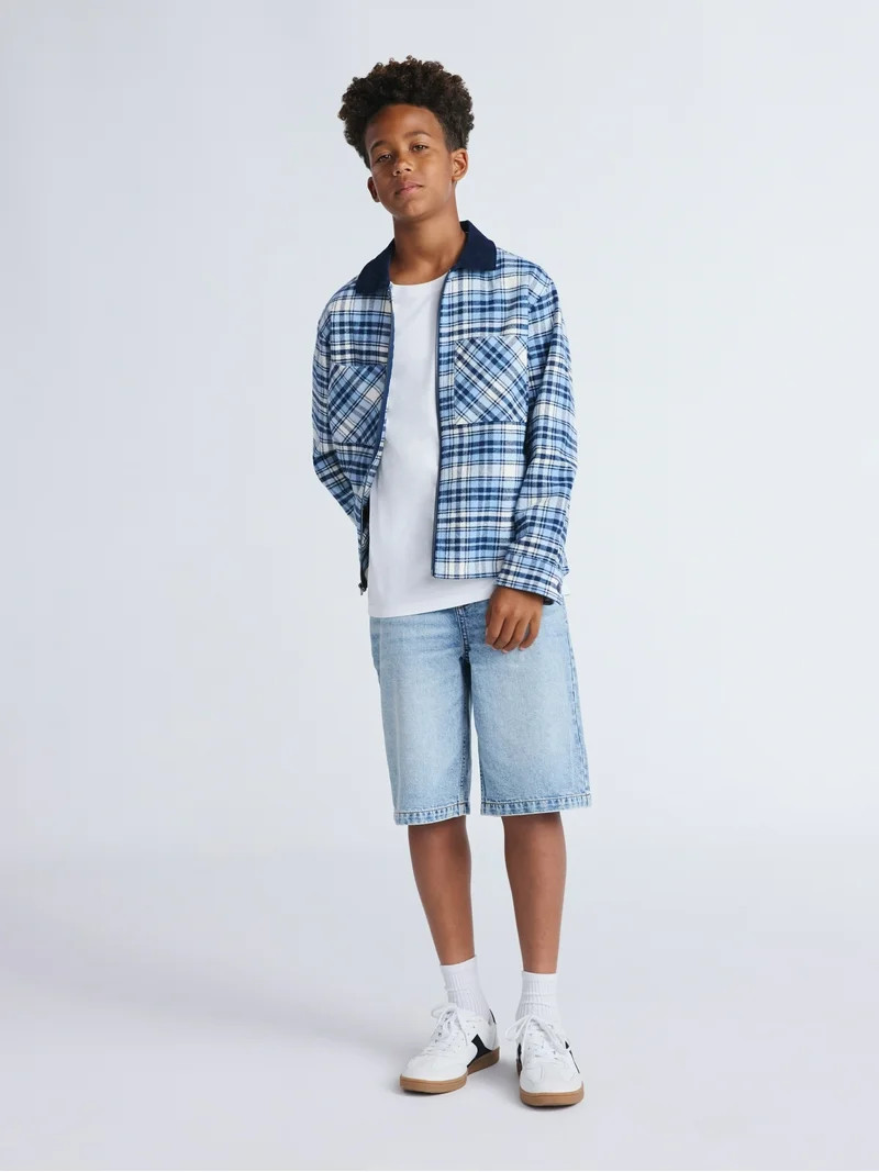 Weekend Academy Boys Flannel Full Zip Shacket, Sizes 4-18 | Walmart (US)