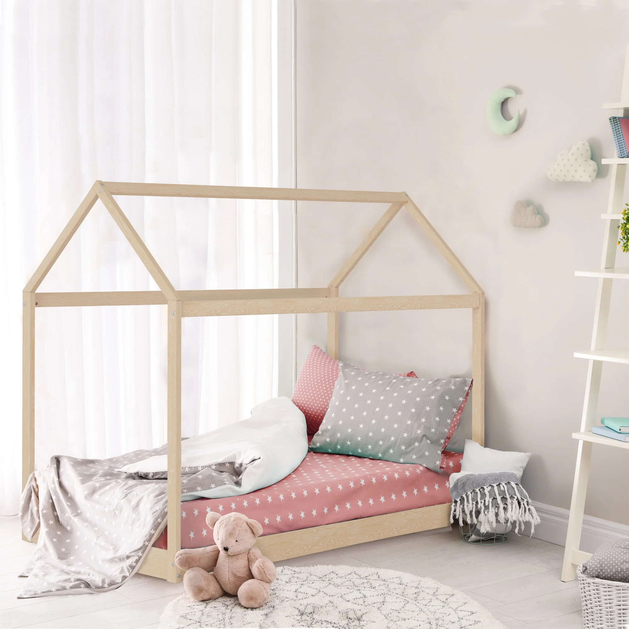 Tate House Canopy Twin Bed, Natural, by Hillsdale Living Essentials - Walmart.com | Walmart (US)