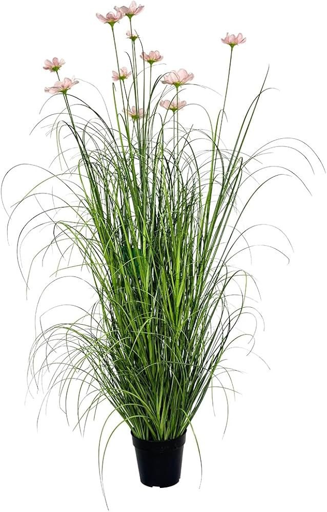 47 Inch Artificial Tall Grass with Pink Cosmos Flowers, Fake Floor Plants, Faux Grass Plants, Ind... | Amazon (US)