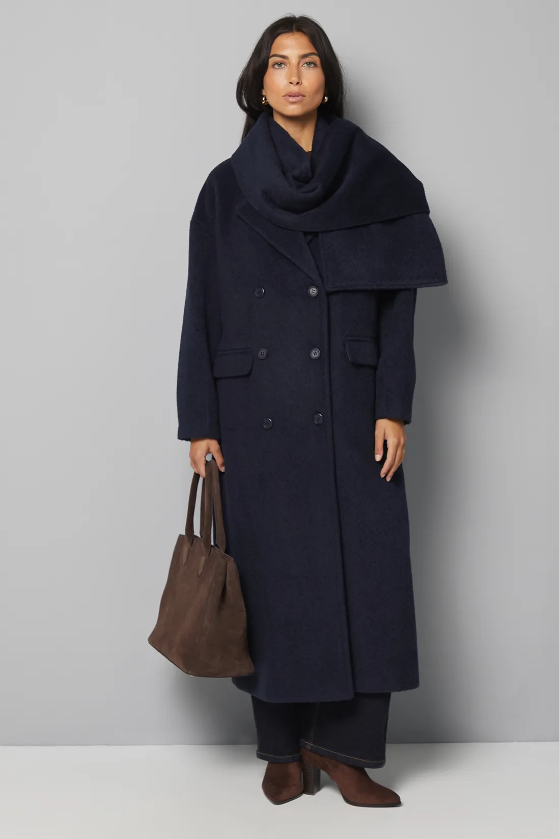 Jackets & Coats | Double Breasted Twill Scarf Detail Coat | Wallis | Debenhams UK