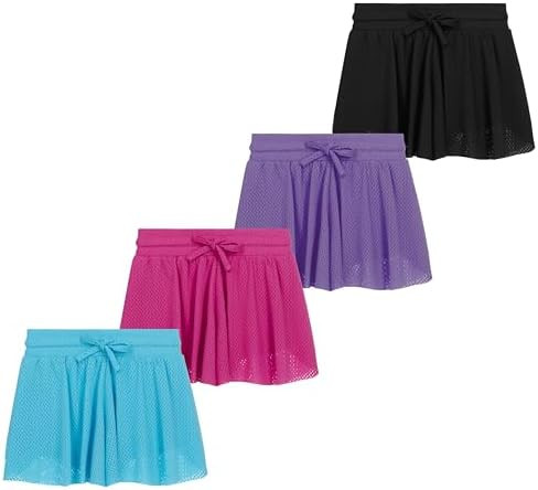 Girls 4 Pack Butterfly Shorts Lightweight Flowing Athletic Shorts with Elastic Waist Drawstring S... | Amazon (US)