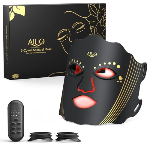 AIUO Red Light Therapy for Face, LED Face Mask Light Therapy, Rechargeable Red Light Therapy Mask for Face with Comfortable Light-Blocking Eye Protection & Timing Function At Home, Black | Amazon (US)