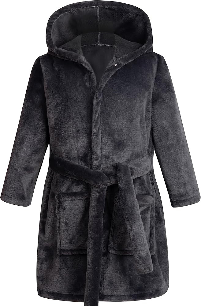 Kids Toddler Cartoon Hooded Plush Robe Animal Pajamas Fleece Bathrobe Children Sleepwear | Amazon (US)