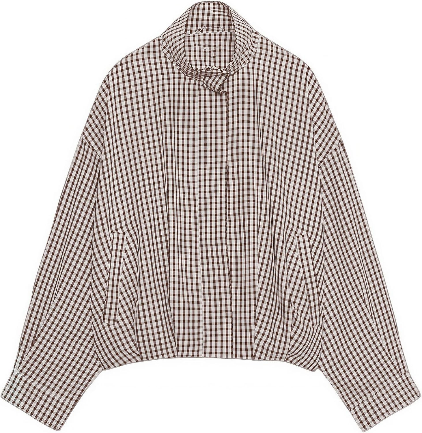 Womens Plaid Jacket Bomber Stand Collar Zip Up Coat with Pockets | Amazon (US)