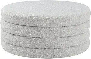 Meridian Furniture Aphia Collection Modern | Contemporary Boucle Fabric Upholstered Ottoman with ... | Amazon (US)