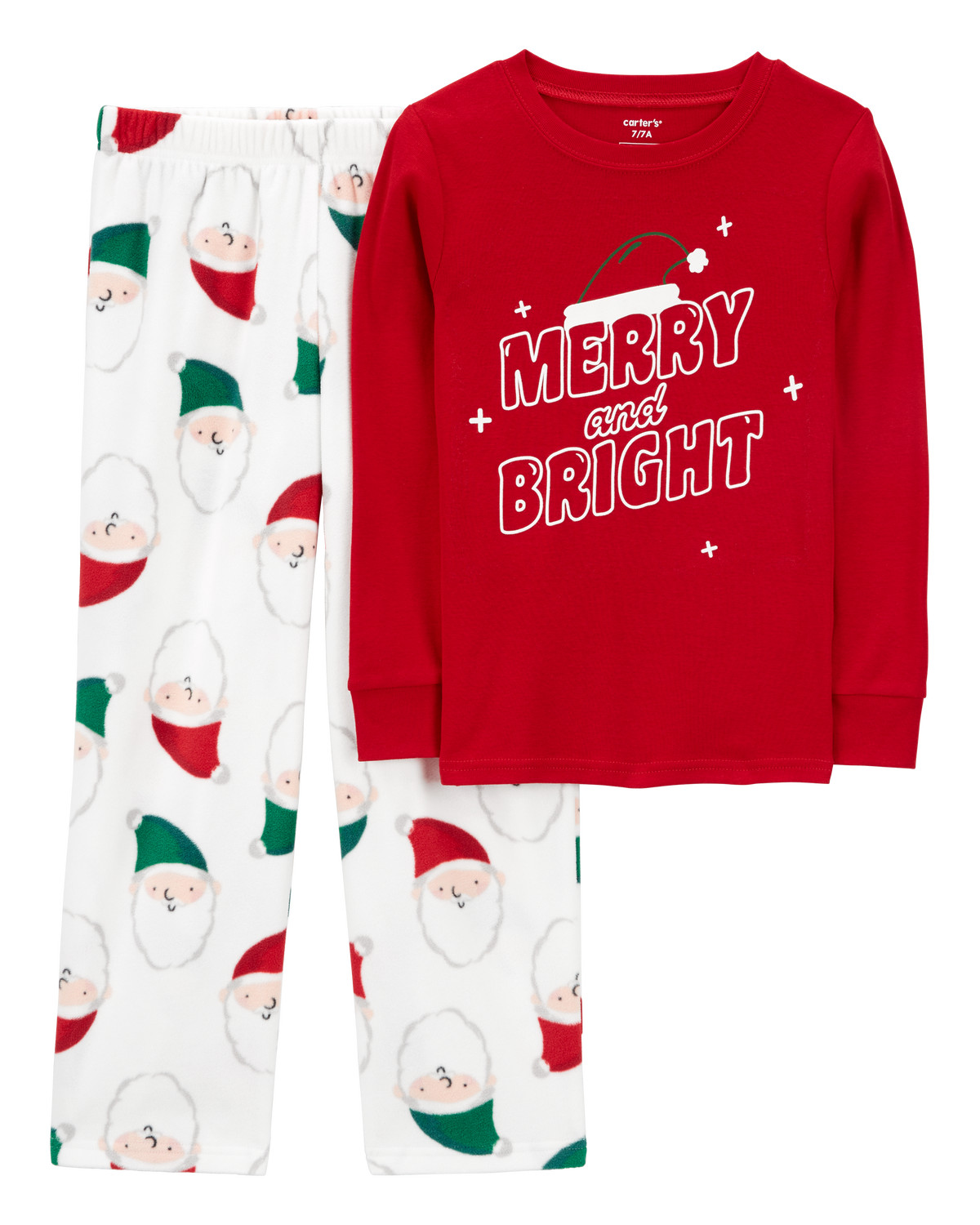 Kid 2-Piece Santa Fleece & Cotton Pajamas | Carter's Inc