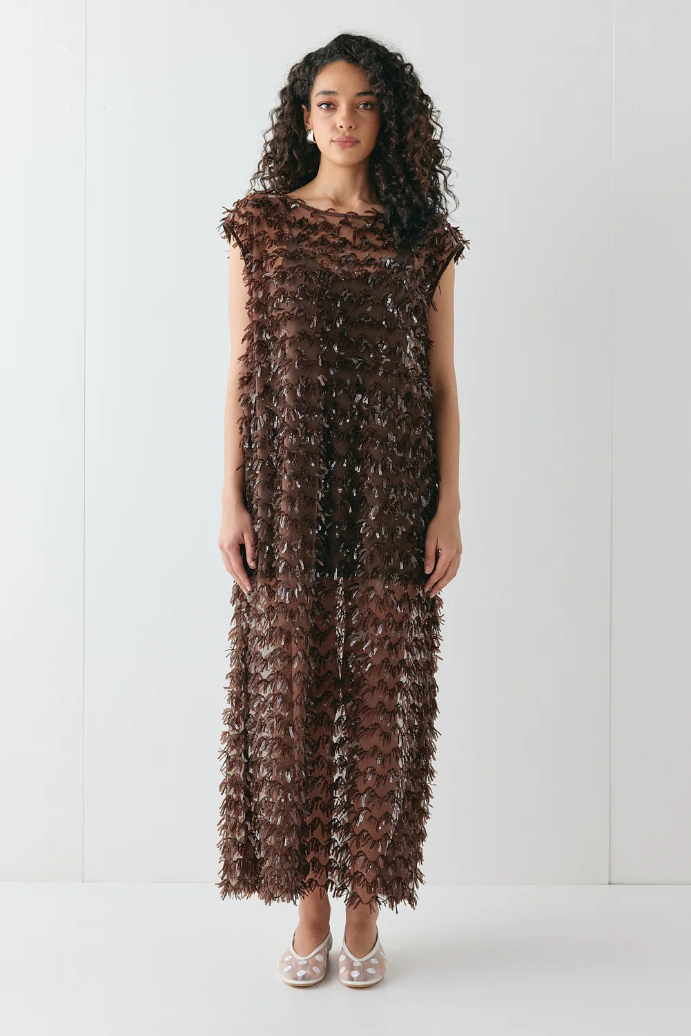 Natalia Sequin Maxi Dress Chocolate | VRG Grl