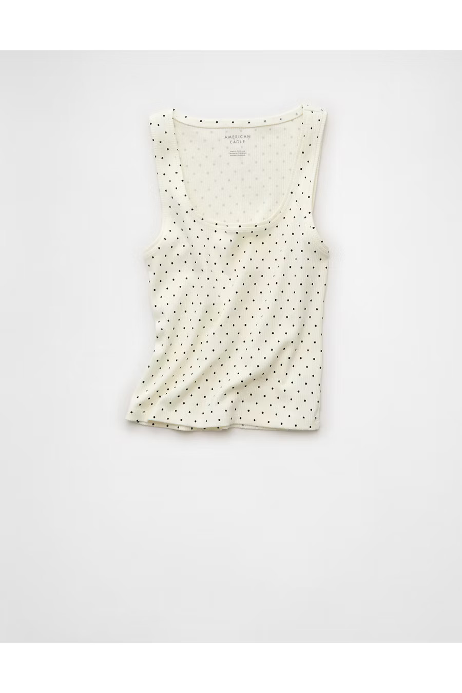 AE Square Neck Polka Dot Tank Top Women's White L | American Eagle Outfitters (US & CA)
