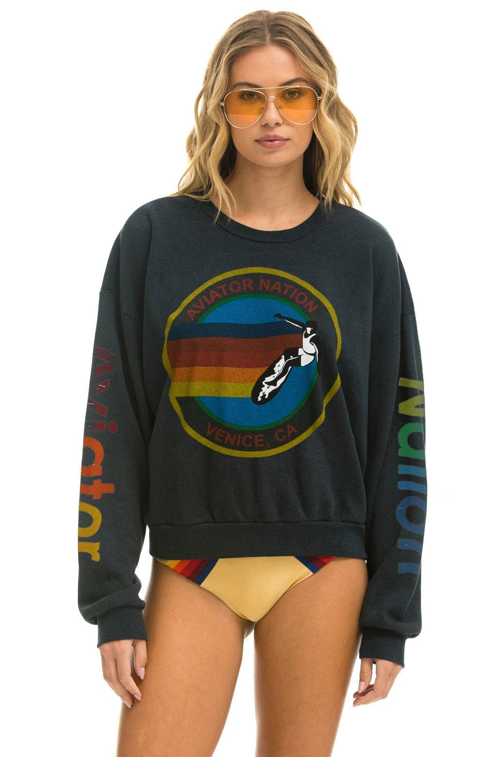 AVIATOR NATION RELAXED CREW SWEATSHIRT - CHARCOAL | Aviator Nation