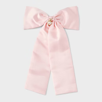 Girls' Valentine's Day Satin Heart Charm Bow - art class™ Pink | Target