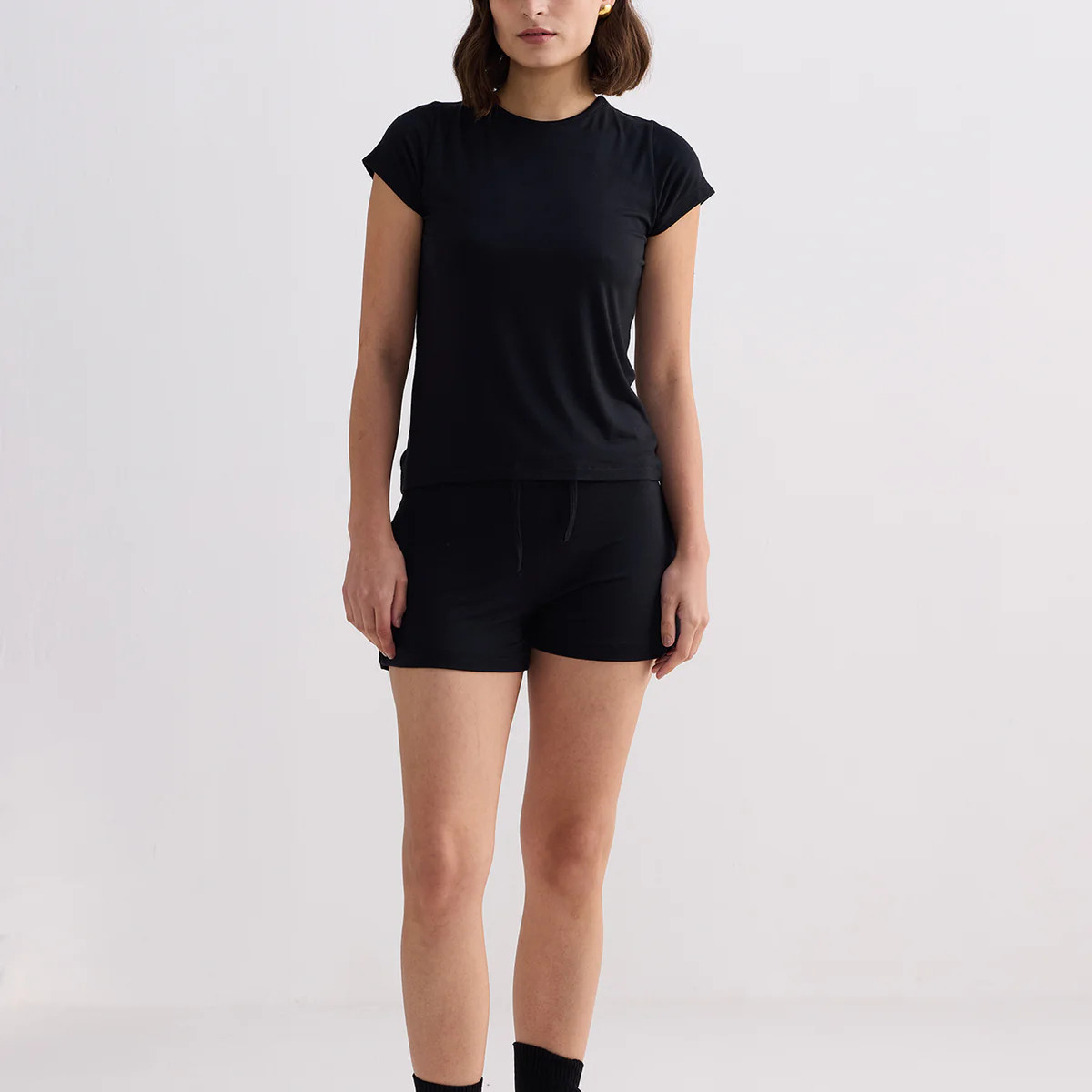 Essential Short Sleeve Tee Set in Black | Reistor