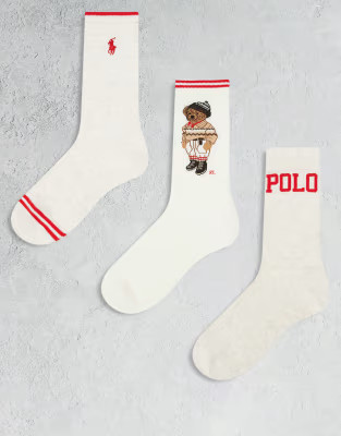 Polo Ralph Lauren 3-pack bear logo sock in multi | ASOS | ASOS (Global)