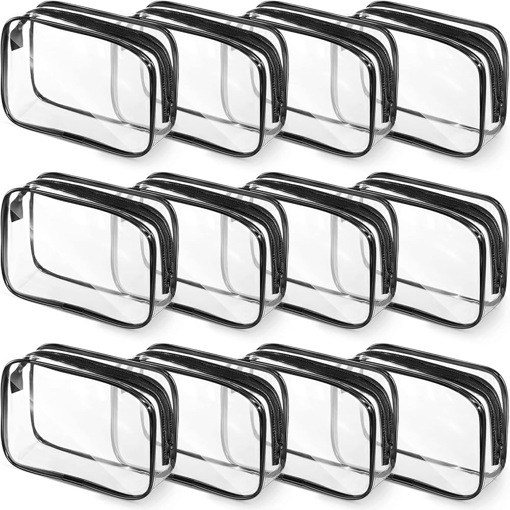 Weewooday 12 Pieces Clear Makeup Bags Cosmetic Storage Bags PVC Zipper Pouches Travel Waterproof ... | Amazon (US)